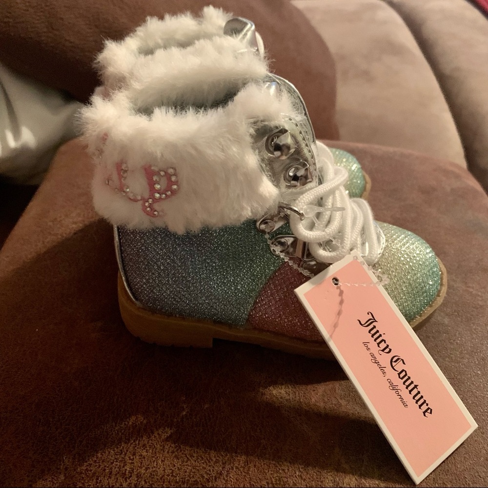 NWT , girls juicy couture‎ multi colored Sierra vista cozy combat boots size 5 m - Picture 3 of 8